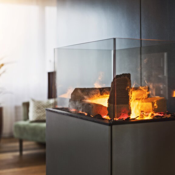 Foyer électrique eSENSE Living en couleur nickel
