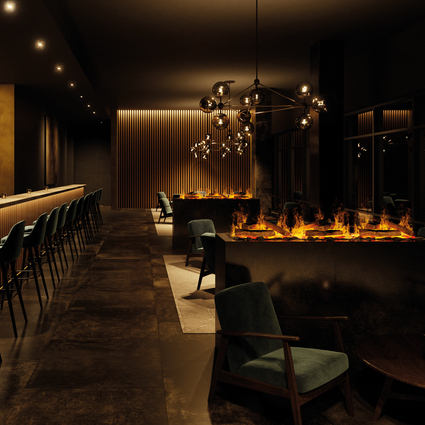 Il fuoco elettrico non presenta pericoli e si adatta perfettamente a ristoranti e bar.