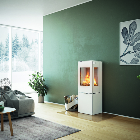 NEXO 120 in bianco con porta in acciaio 