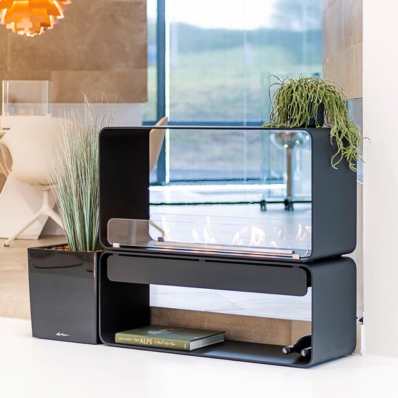 Camino a bioetanolo freestanding Austin con spazio di archiviazione