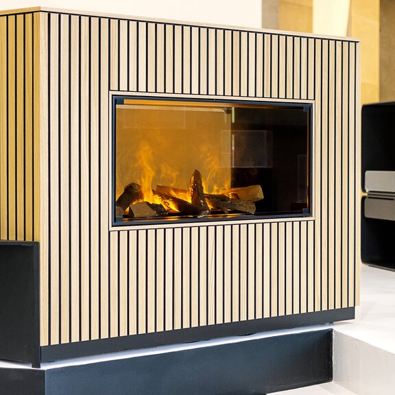 Foyer électrique Panel Wall tunnel profond Revêtement en bois