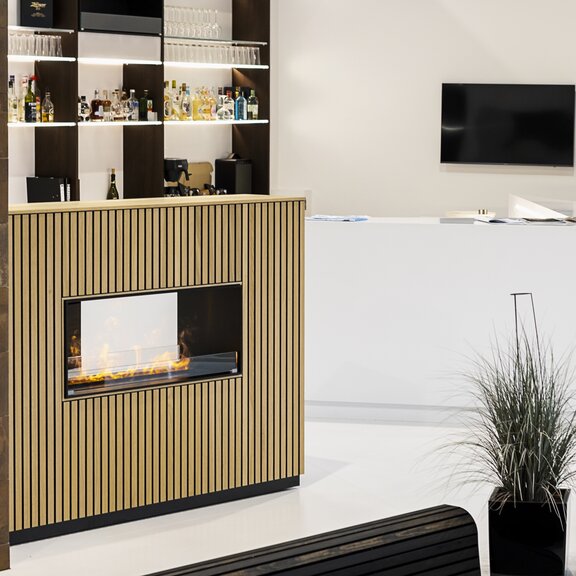 Feu électrique Panel Wall Tunnel profond Revêtement en bois avec bar